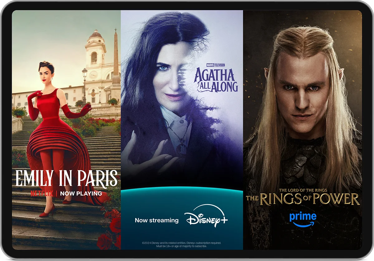 3 TV Show posters featured on Netflix, Disney+ & Amazon Prime